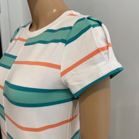 Hatley Sierra Midi Dress Coastal Stripes XS Soft Cotton Blend Short Sleeve NWT - Picture 4 of 16